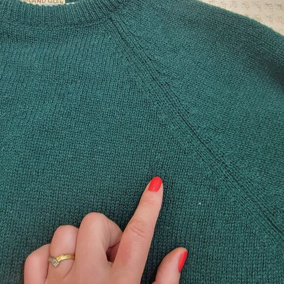VTG‎ Highland Glen Sweater Mens L Forest Green Pure New Wool Pullover Scotland - Picture 7 of 11